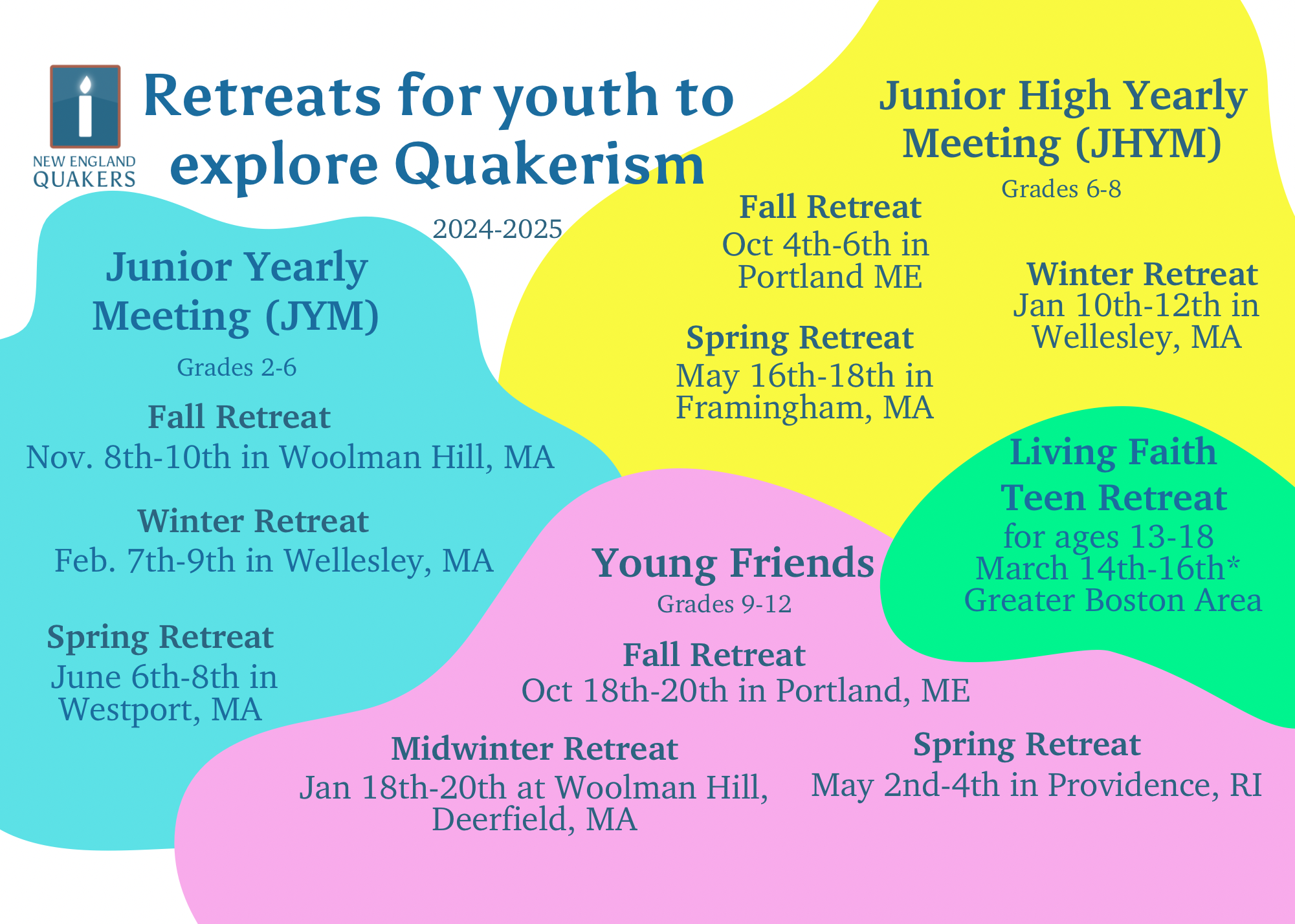Revised Postcard of 2024-25 Youth retreats