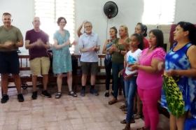 A group of Quakers inside a church building
